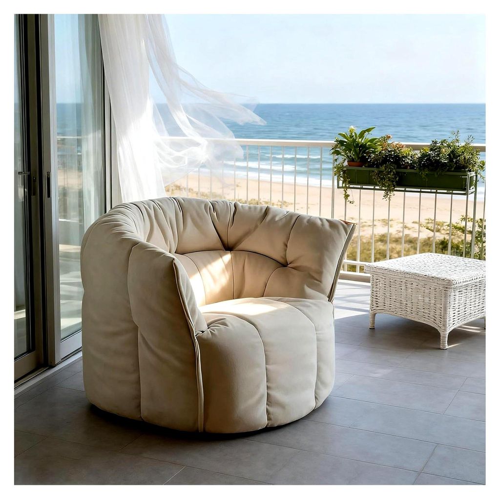 Ersatzbezug für Chenille-Pouf (ohne Füllung), weich, geeignet für Chaiselongue, Schlafzimmer, Studentenwohnheim, Balkon oder Wohnzimmer.