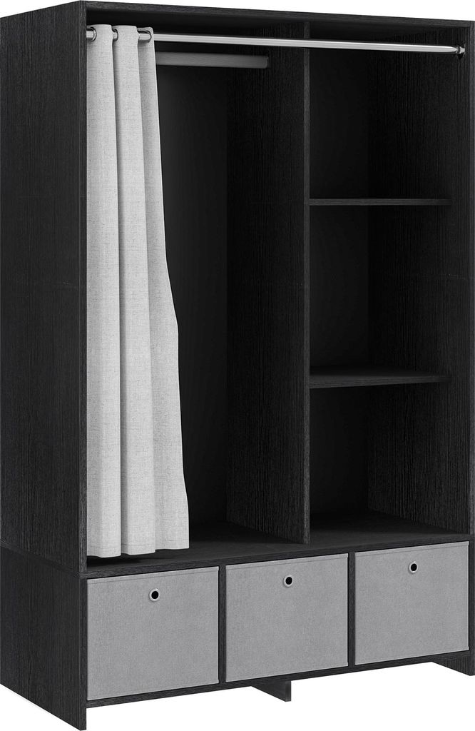 HOMCOM Armoire penderie, dressing avec rideau, armoire Image du produit 