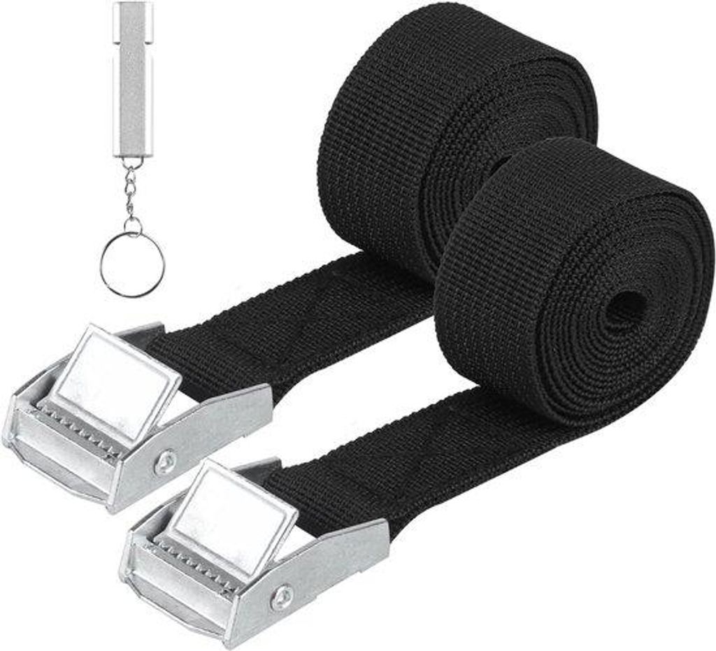 Paar Verstelbare Lashing Straps - Schwarz 25 mm x 3,5 m Fahrradträger Befestigung Riemen - Verstellbare Riemen mit Ratchet für Fahrrad, Motorrad,...