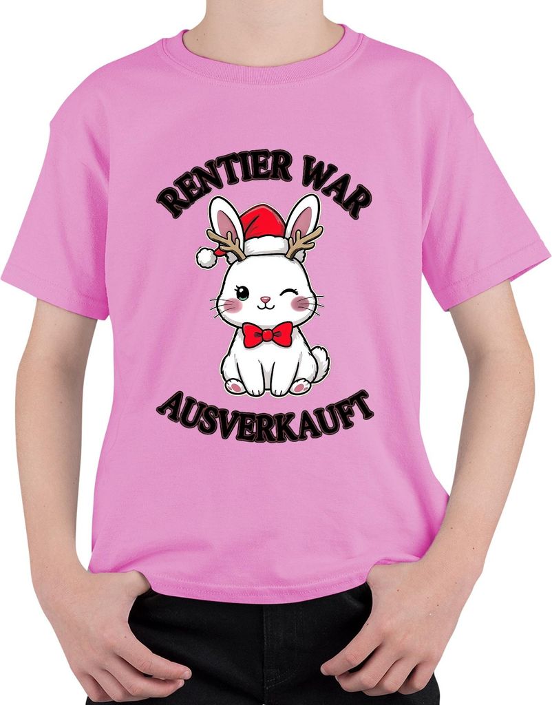Rentier War t Weihnachtsgeschenk niedlicher Hase lustig Uni Kinder T-Shirt, Pink, 140