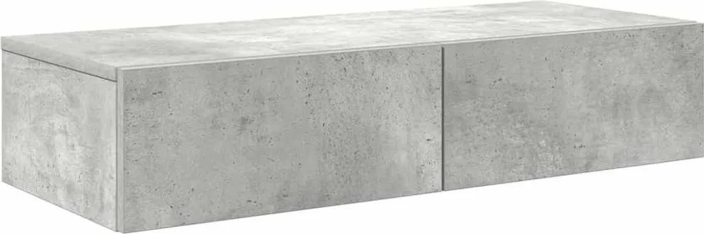 Mensola Sospesa Effetto Cemento 80x33x17 cm | Scaffale con Cassetti