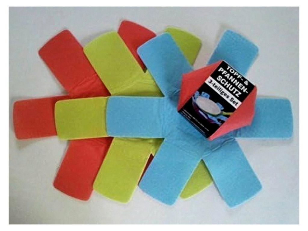 Pfannenschoner aus weichem Vlies - 3er Set, Ø 37,5 cm, Stärke 1,5 mm - Schutz für Pfannen, Töpfe und Küchenutensilien - Mehrfarbig