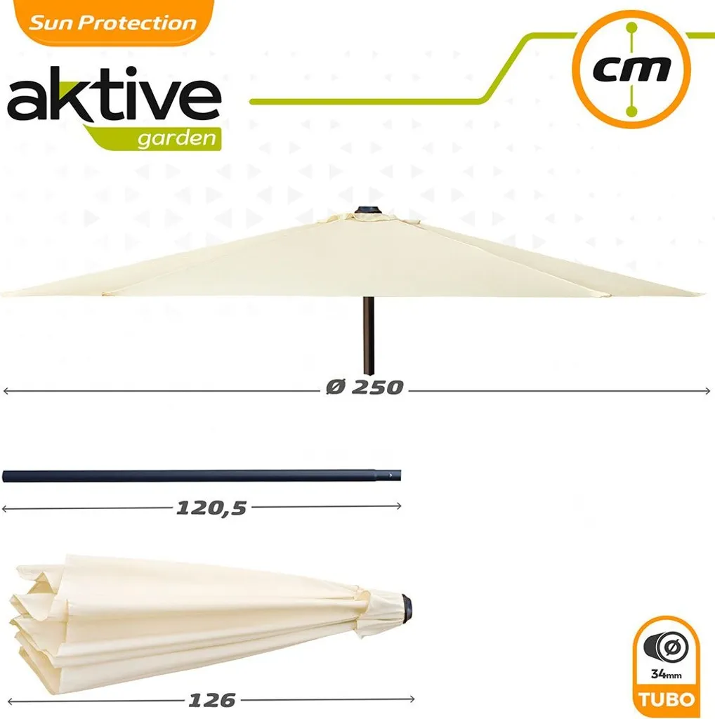 Solskærm Aktive 250 x 235 x 250 cm Alluminio Crema - 7