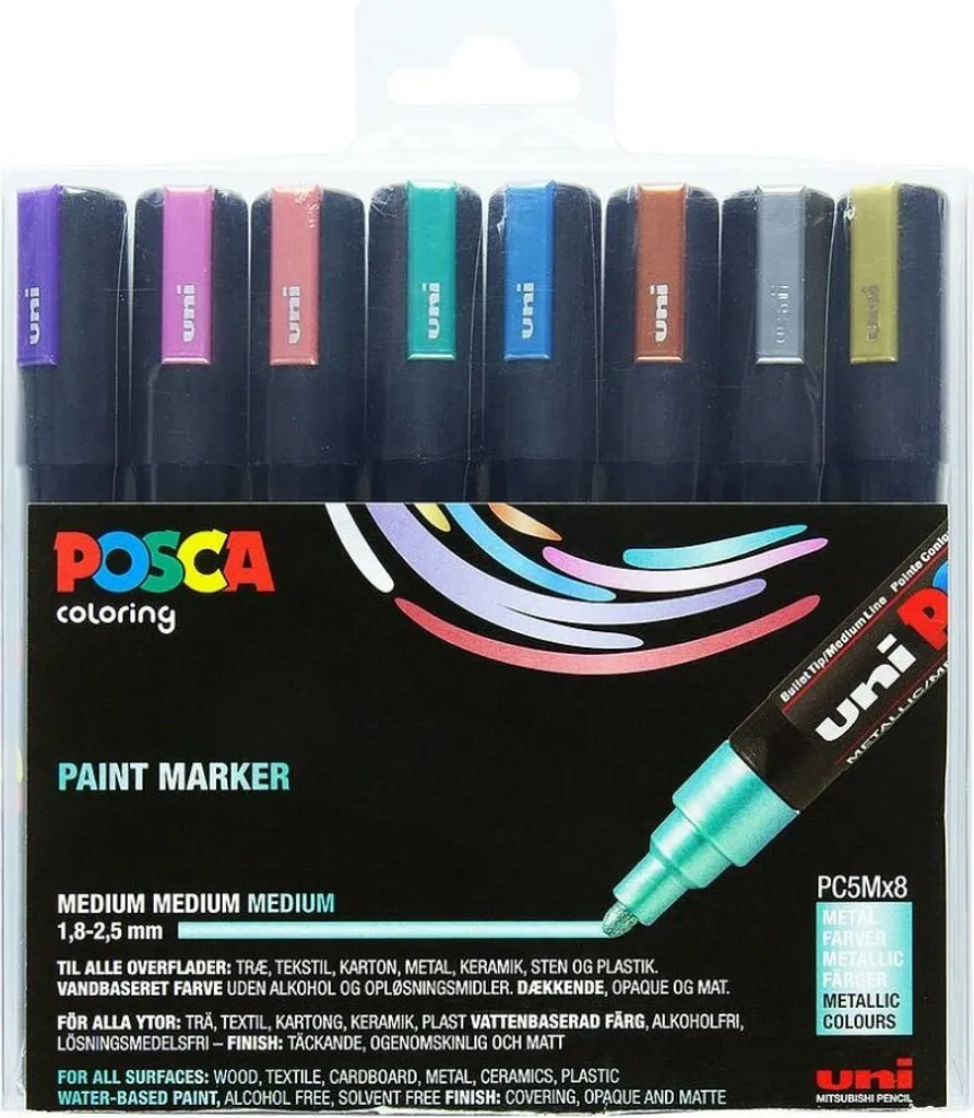 Set POSCA PC-5M 8 Feutres Métallisés pour Customisation et Décoration - 3