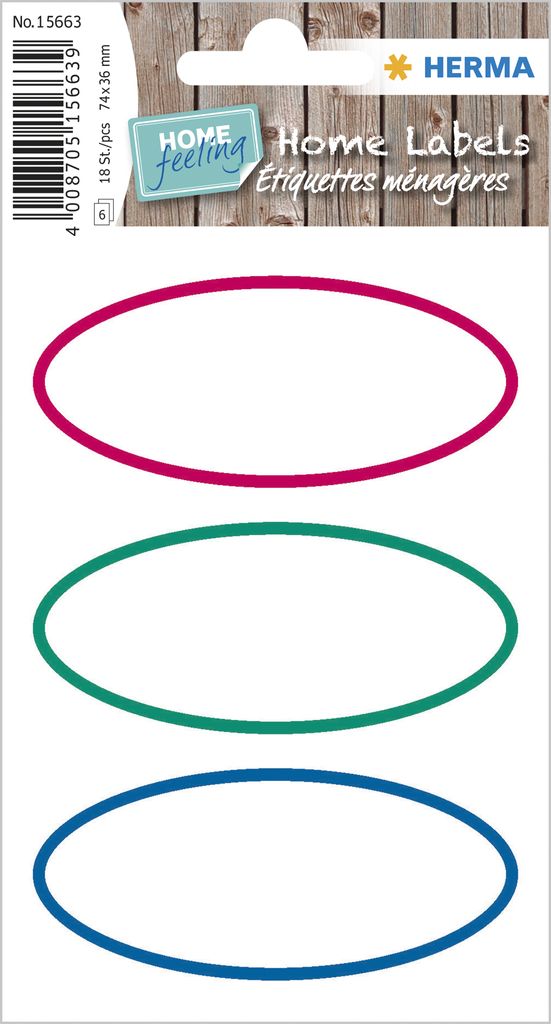 HERMA Haushalts-Etiketten HOME oval farbiger Rand