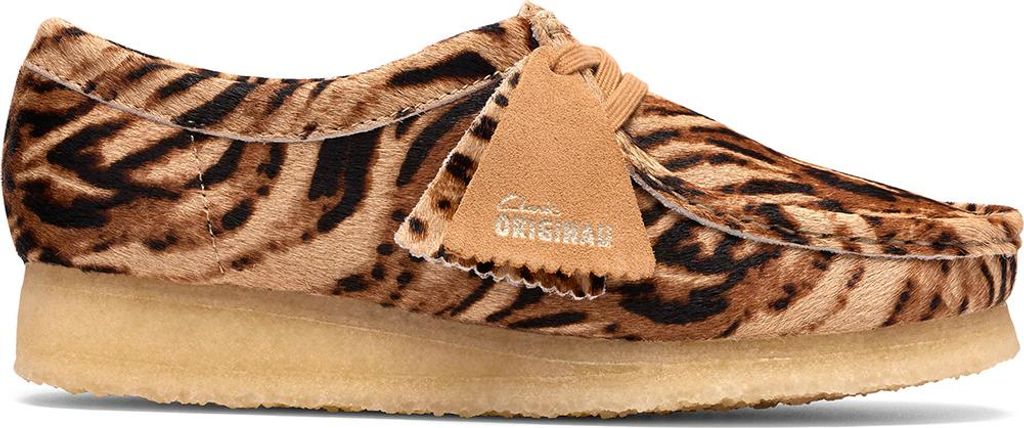 Clarks Wallabee 26185595 4, Schnürschuhe in Beige, Tiger-Print für Damen, Größe 39