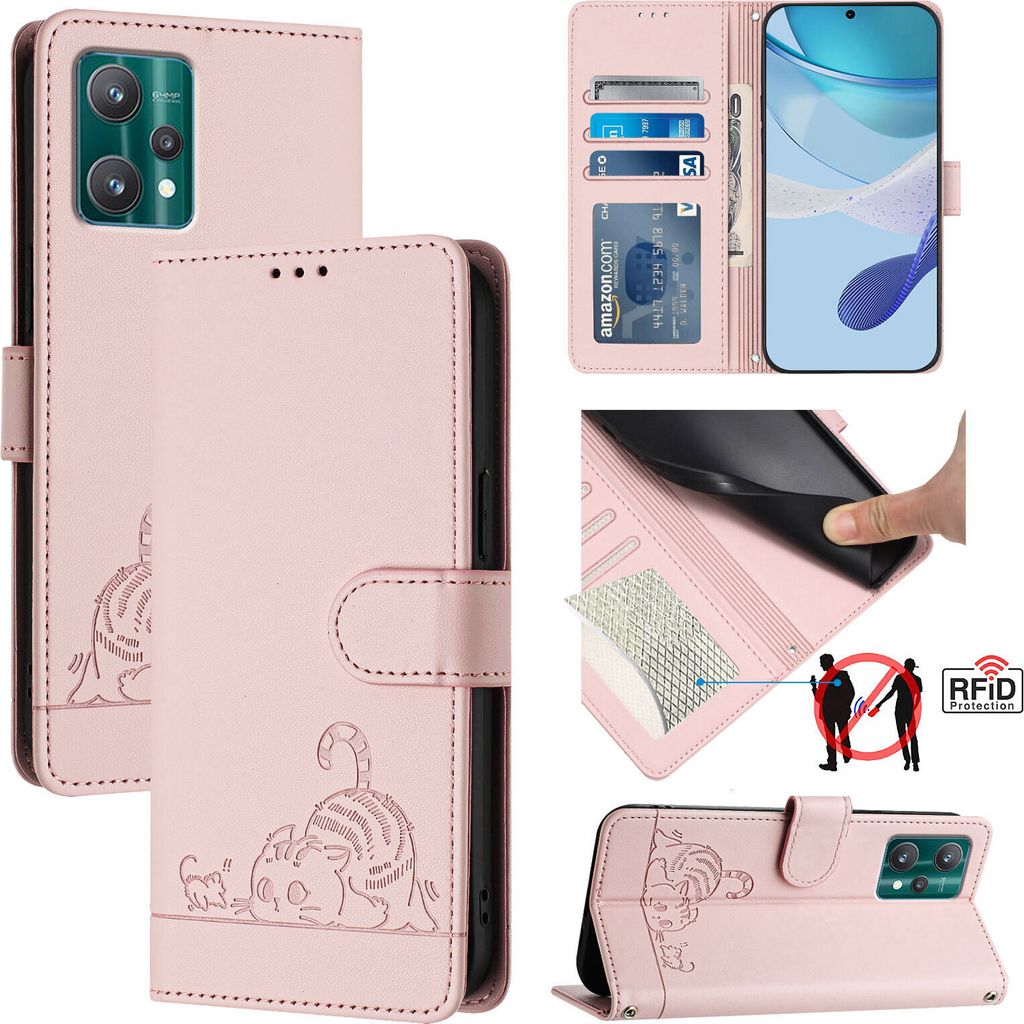 Leder Hülle für Motorola Edge+ (2023)/Moto X40/Edge 40 Pro 5G Süße Katze Flip Case Brieftasche Schutzhülle mit Standfunktion Pink