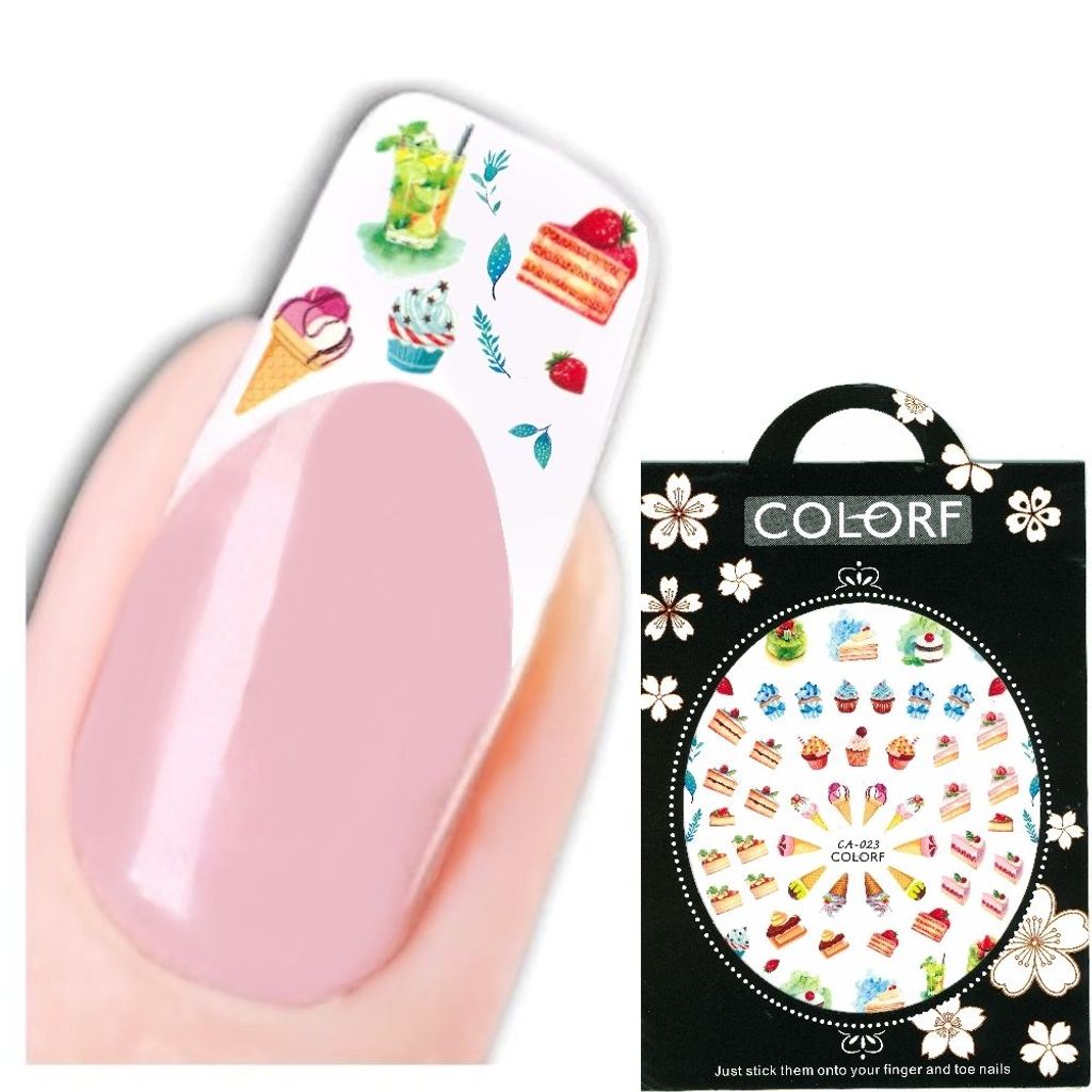 3D Nagel Sticker Nail Art Aufkleber Cupcake Erdbeeren Torte Aufkleber