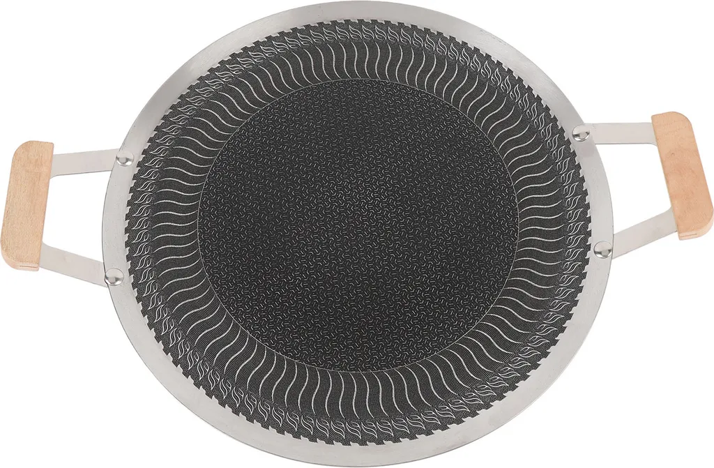 Gril rond coréen inox 34cm plaque de cuisson extérieure multi-usages durable - 6