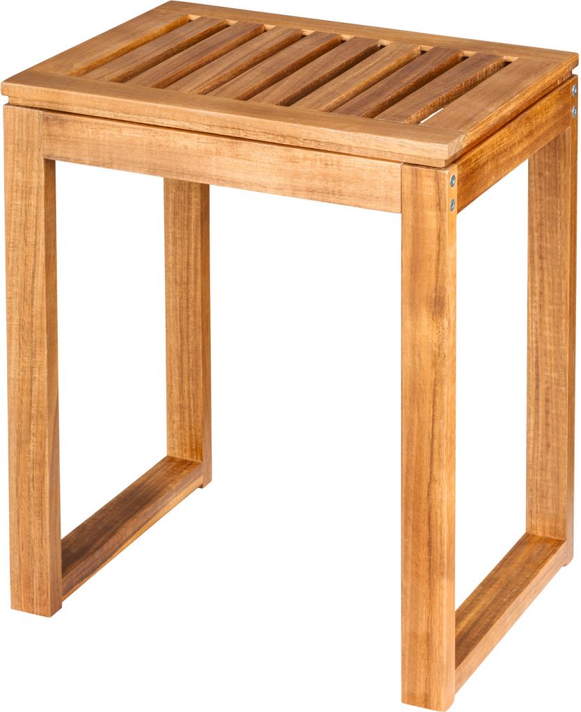 A wooden stool on a white background.