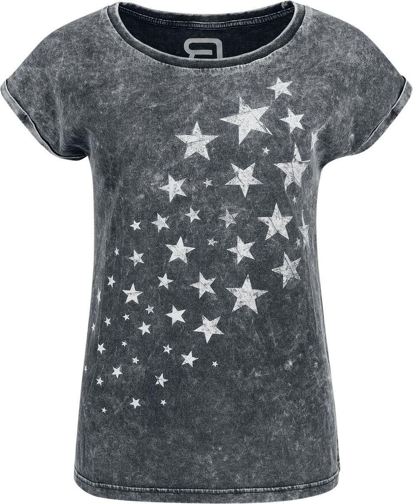 RED by EMP Damen graues T-Shirt mit Sternenprint und individueller Waschung XL