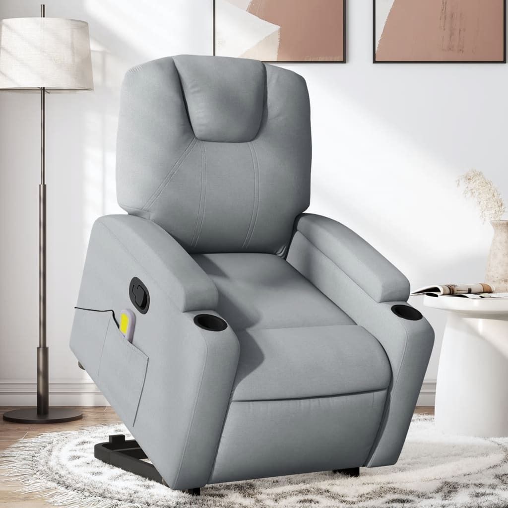 "2026 Promotion" Massagesessel mit Aufstehhilfe - Einzelsofa - Hellgrau Stoff - Couchsessel CC11143