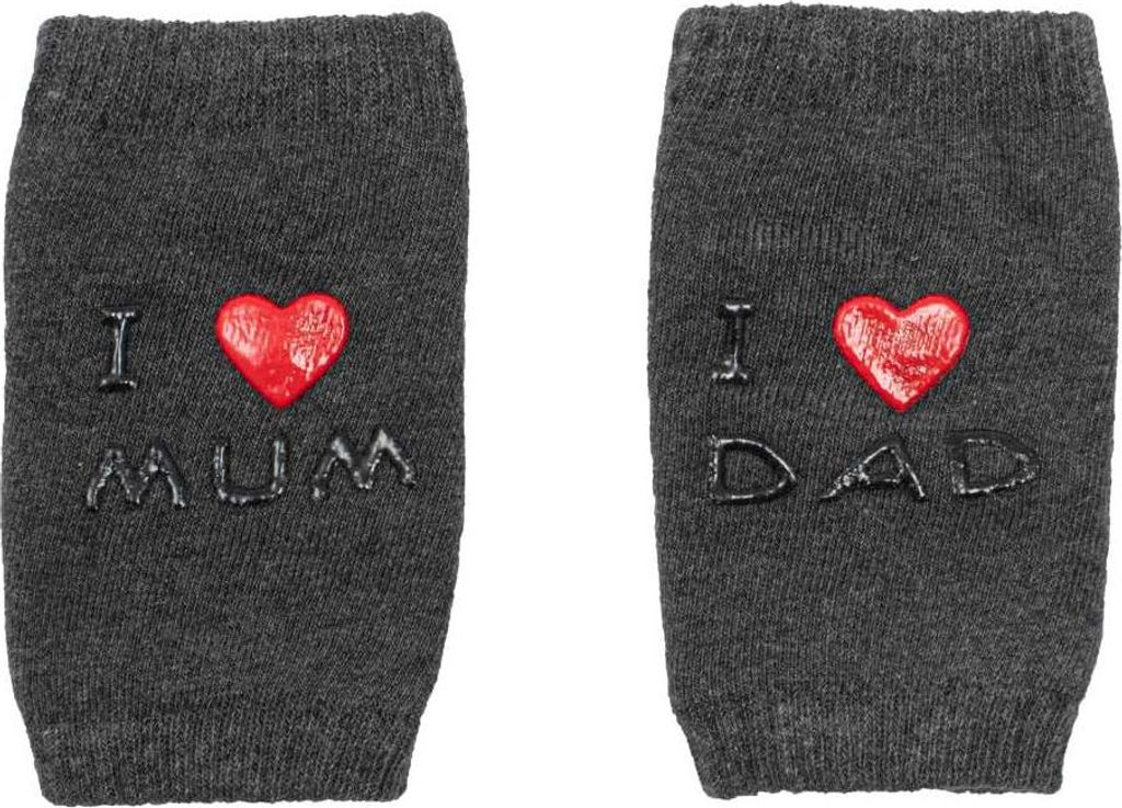 New Baby Baby Knieschoner mit ABS I Love Mum and Dad graphite