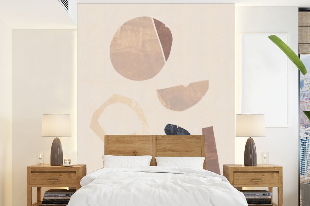 MuchoWow Fototapete für Wohnzimmer oder Schlafzimmer Wandtapete Vinyl Motivtapete Abstrakt - Formen - Pastell - Farben - 165x220 cm - Wanddekora...