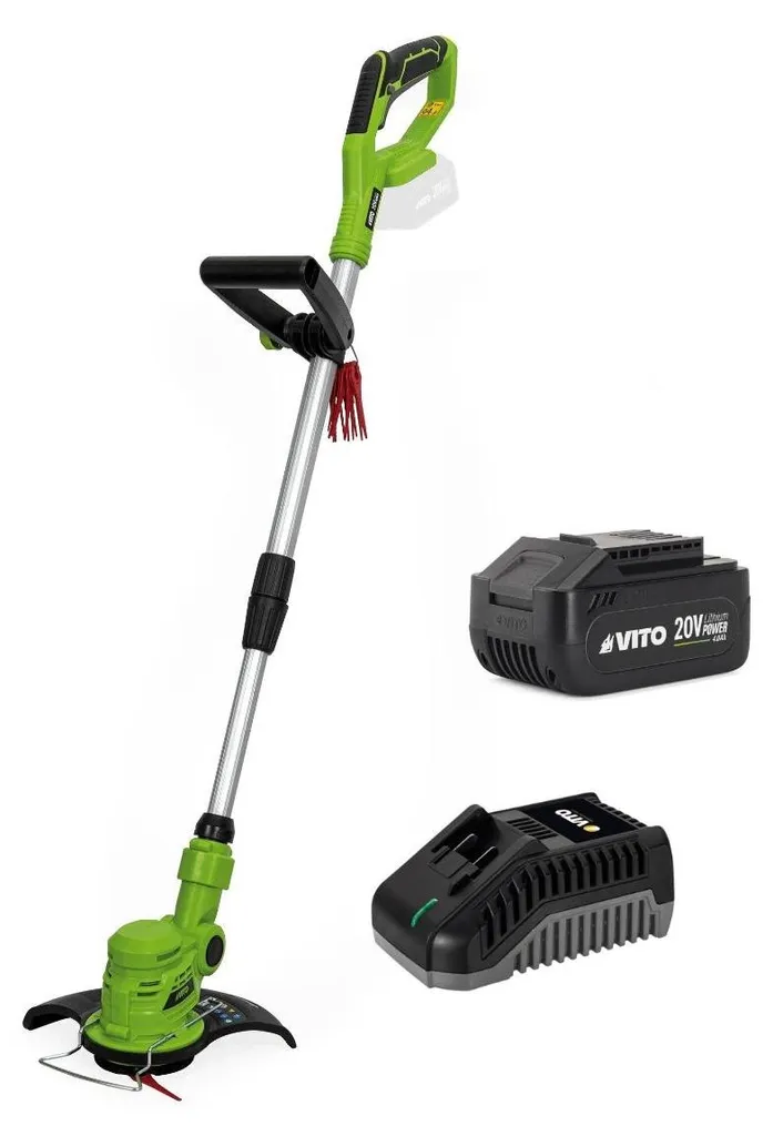 Coupe-bordure VITO 20V puissant avec batterie 4Ah et tête rotative 90°