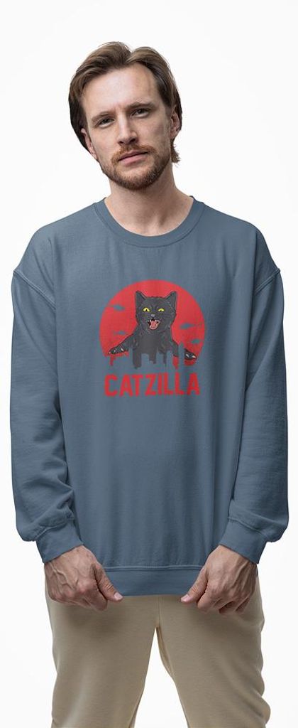 D&B Design Uni Pullover SWST00005 Catzilla IndigoBlau-Größe M