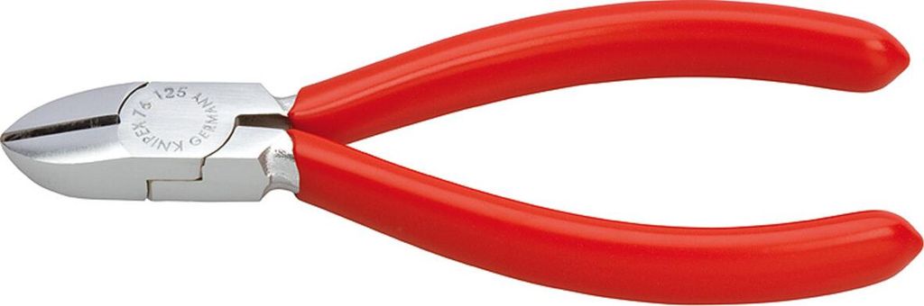 Knipex Elektromech.-Seitenschnei der Zange verchromt, Griffe mit Kunststoff - 76 03 125