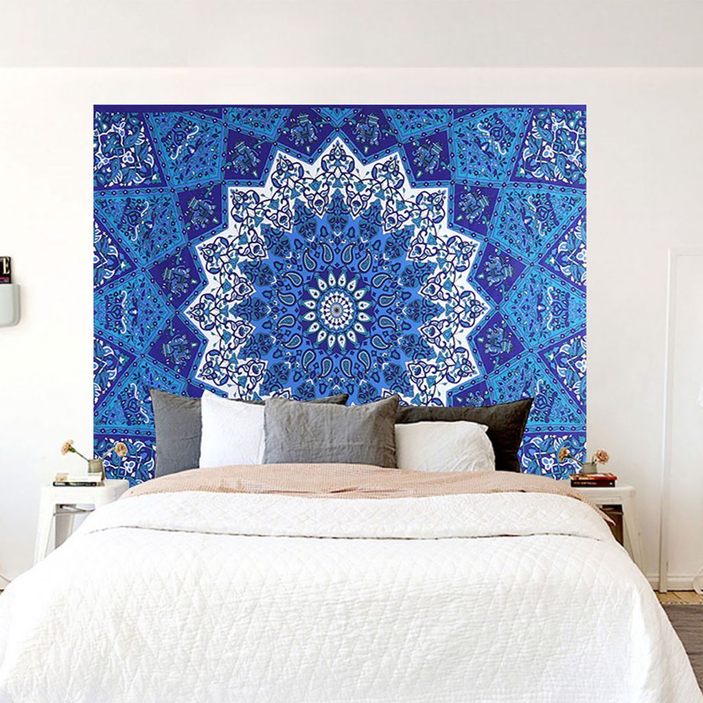 Mandala Mural Tapis Mural / Jeté De Plage Mandala Indien Rond 72 (182cm) - 100% Coton, Imprimé Main Sunset Beach