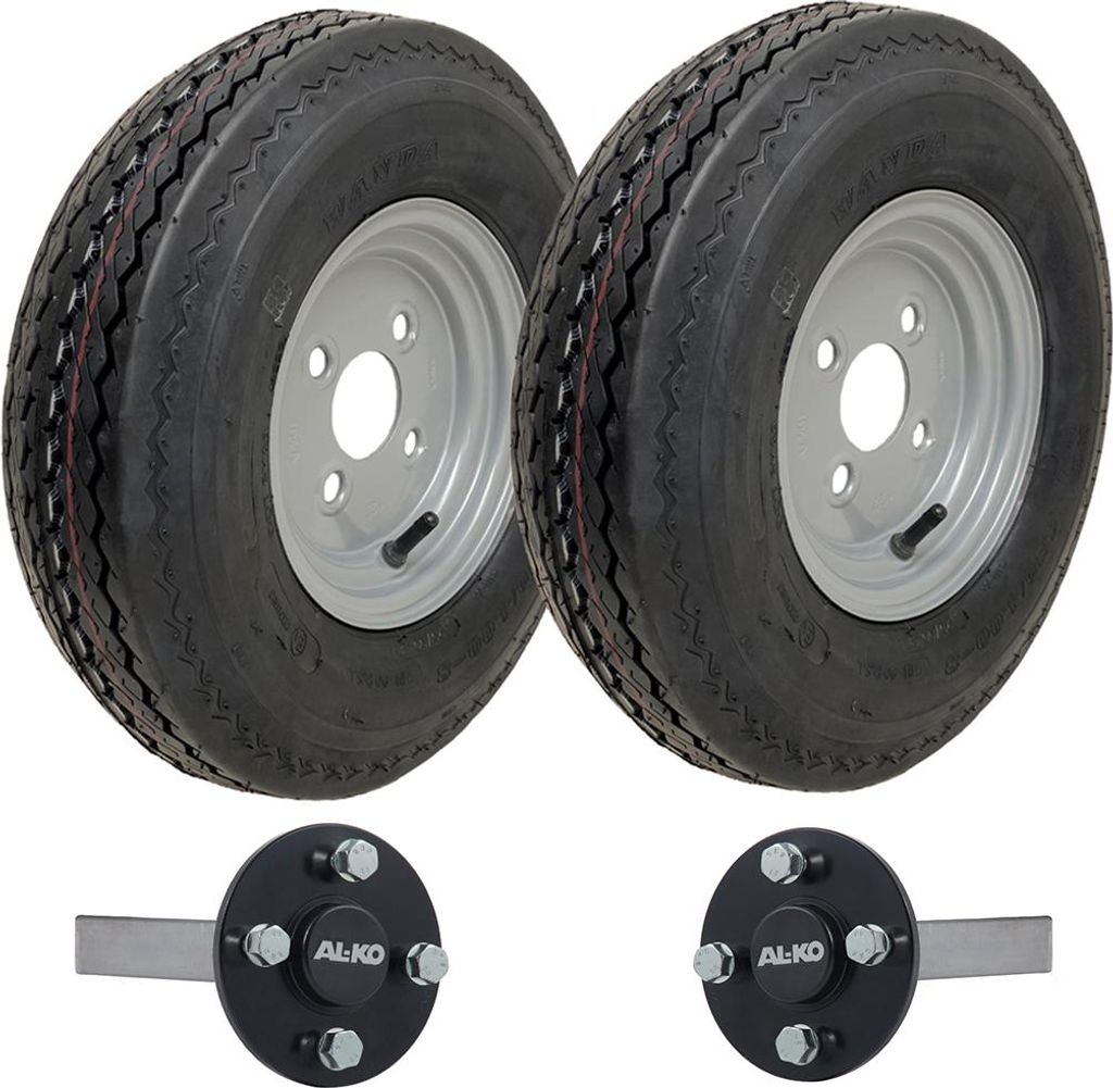 4.kit rimorchio 80/4.00x8 Ruote 6ply P811 4/100mm PCD Mozzo Immagine del prodotto 