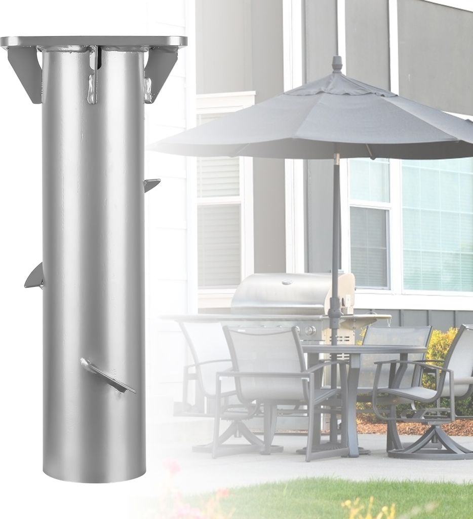 Yakimz Balkon Schirmständer Schirmhalter Sonnenschirmständer Universal Sonnenschirm Metall Silber