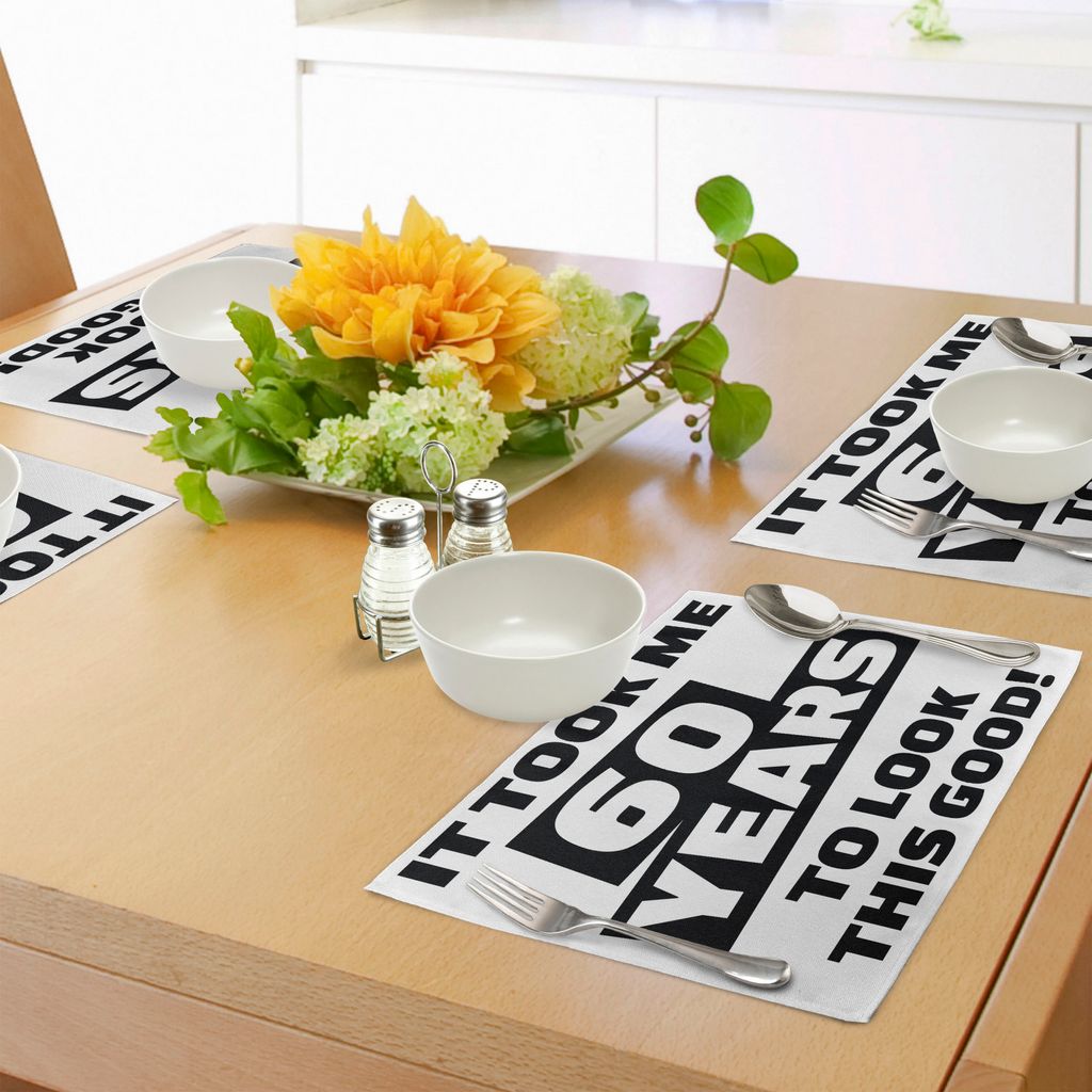 ABAKUHAUS 60. Geburtstag Platzmatten, Es dauerte Mich 60 Jahre Partei-Zitat-Slogan Bewunderung Theme Monochrome Image, Tiscjdeco aus Farbfesten Sto...