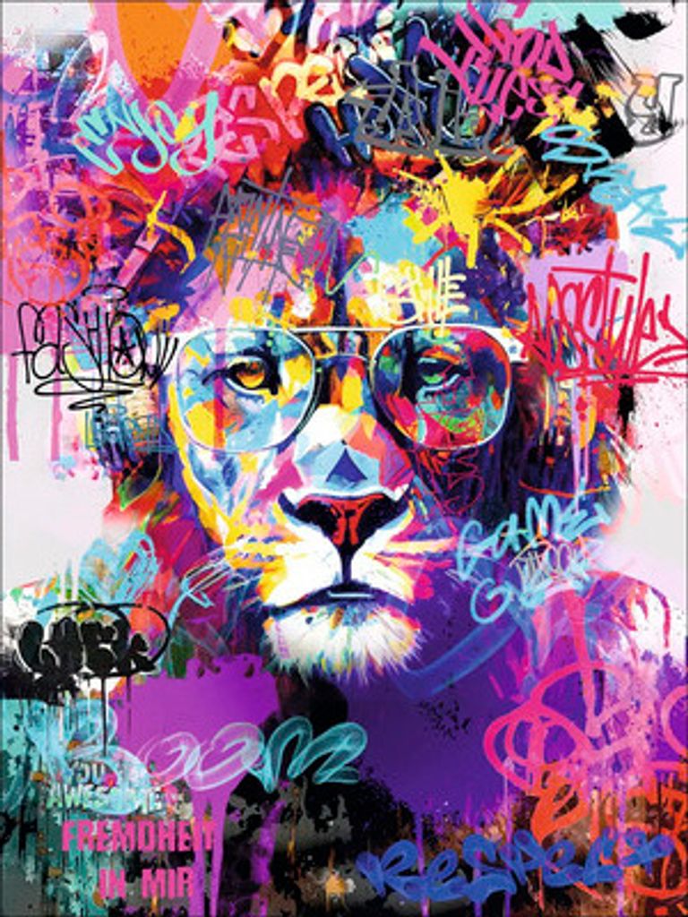 Glasbild Lion With Glasses II 60x80 cm