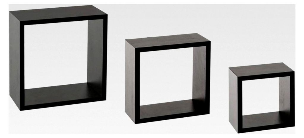 3 kleine Wandregale Fixy Würfel schwarz