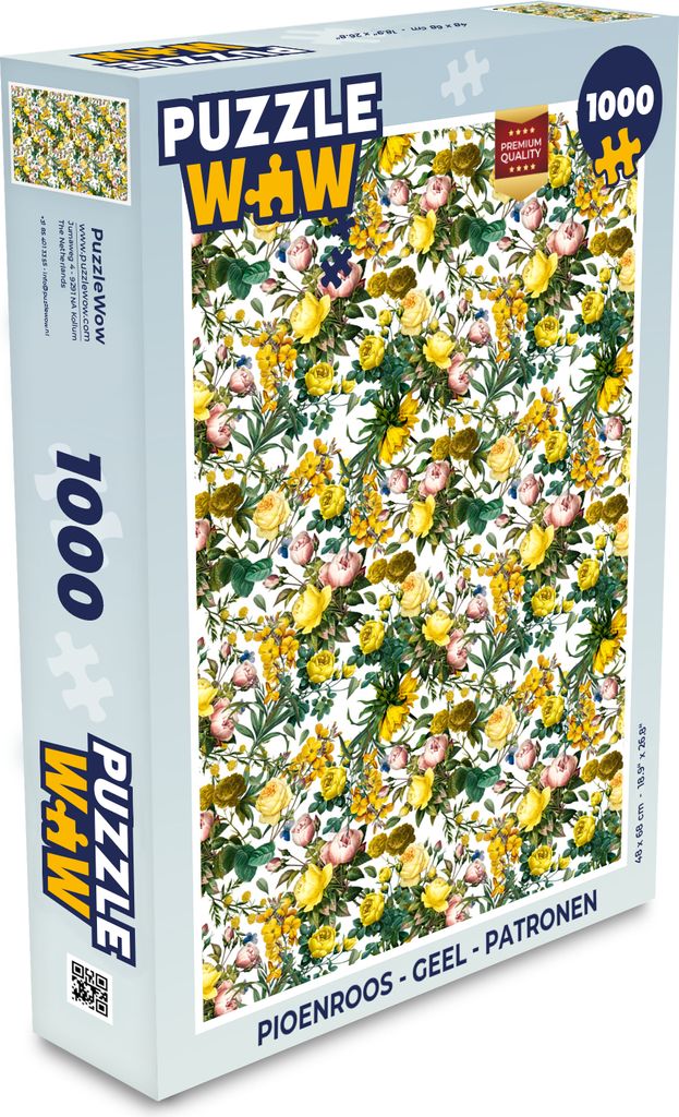 MuchoWow Puzzle 1000 Teile Pfingstrose - Gelb - Muster - Spielzeug - Alt und Jung - Spiele - Puzzeln
