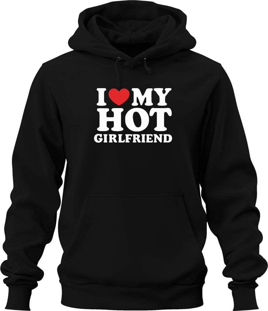 Ich liebe meine heiße Freundin Geschenk Lustig Valentinstag JGA Uni Hoodie Kapuzenpullover, Schwarz, XL