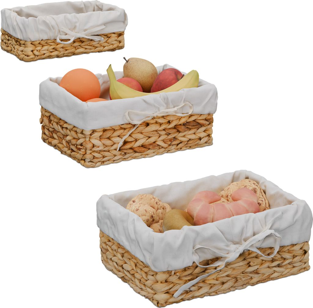 Relaxdays Brotkorb, 3er Set, versch. Größen, geflochten, Produktbild 
