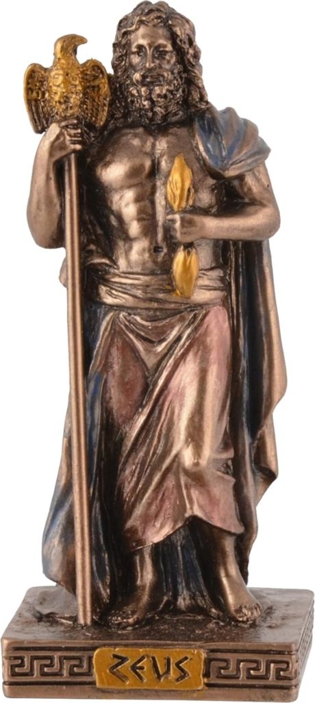Miniatur Zeus oberster Gott der griechischen Mythologie mit Stab und Blitze
