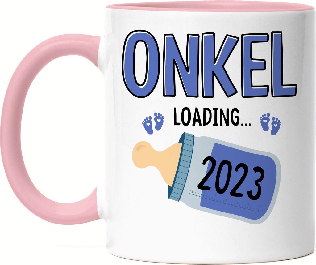 Onkel Loading 2023 Tasse Rosa Geschenk Werdende Onkel Babynews mit Ladebalken Schwangerschaft Geschenkidee