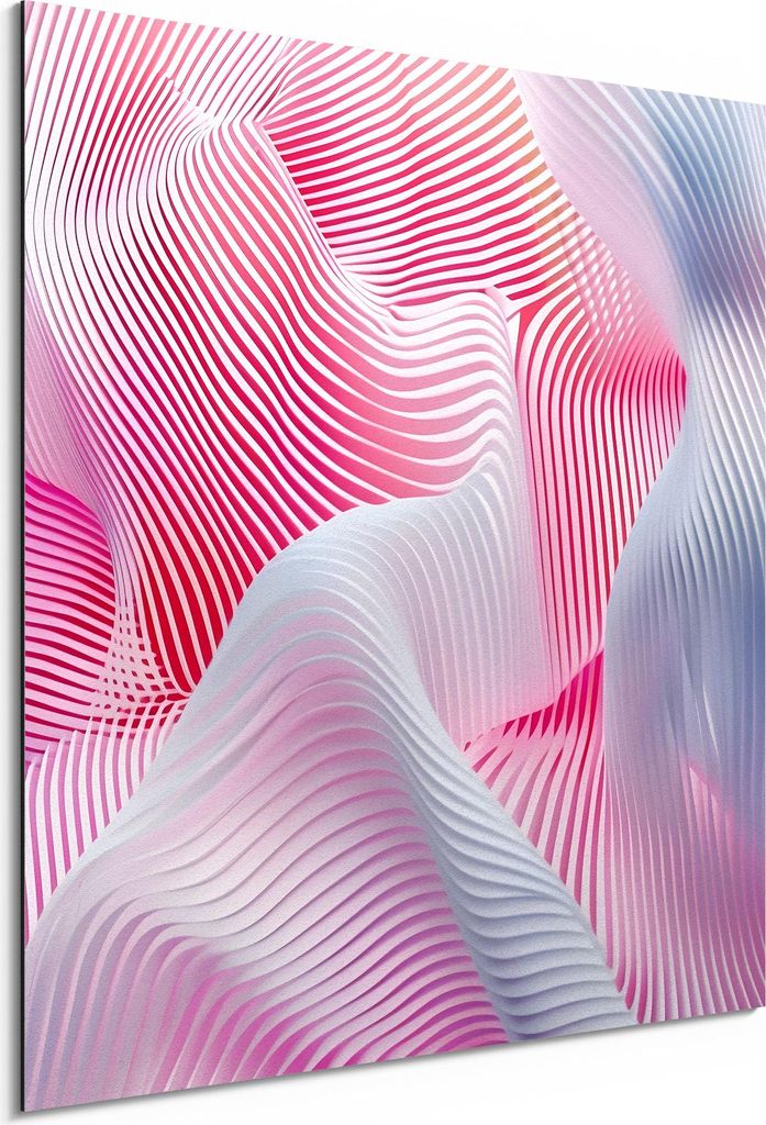 DEQORI Alu-Dibond Bild Weiß 50x50 cm 'Farbklang in Bewegung' Wandbild Metall dünn Design