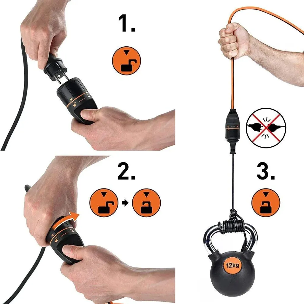 Rallonge de chantier 20m Electralock Schuko avec prise auto-bloquante