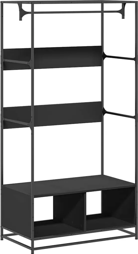 Appendiabiti Nero 90x50x180 cm in Legno - Ideale per Famiglia