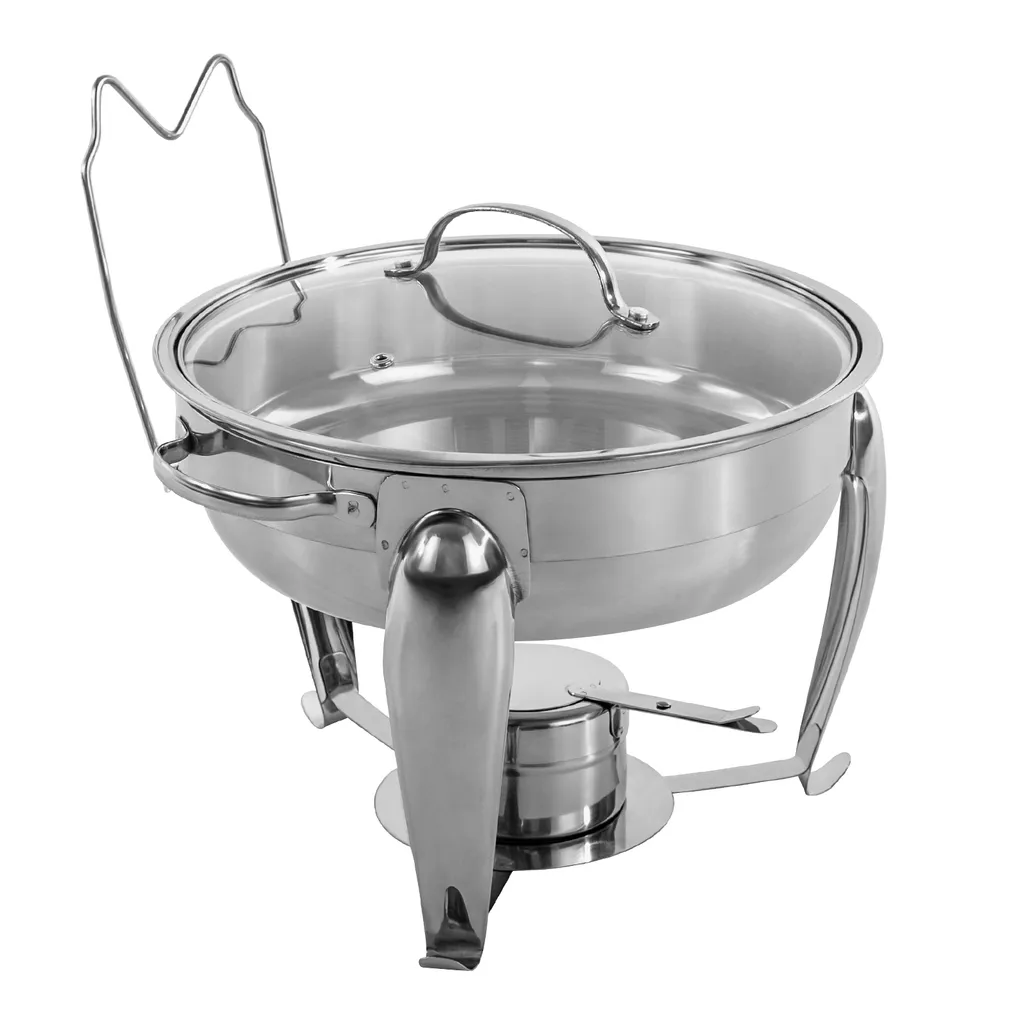 Chafing Dish en Acier Inoxydable Argent avec Couvercle de 4L - 10