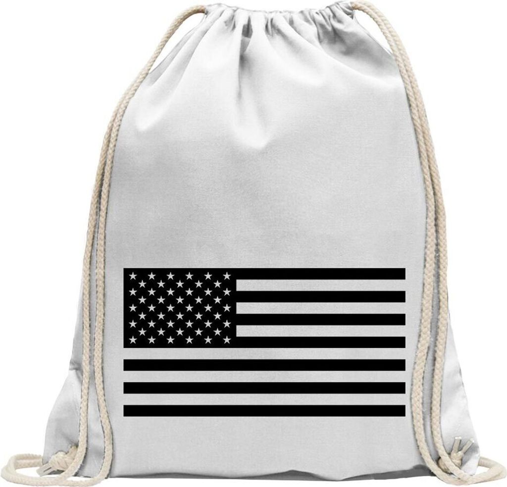 Kiwistar - Turnbeutel - weiss - USA Flagge U.S.A Vereinigte Staaten - Fun Rucksack Sport Beutel Gymsack Baumwolle mit Ziehgurt