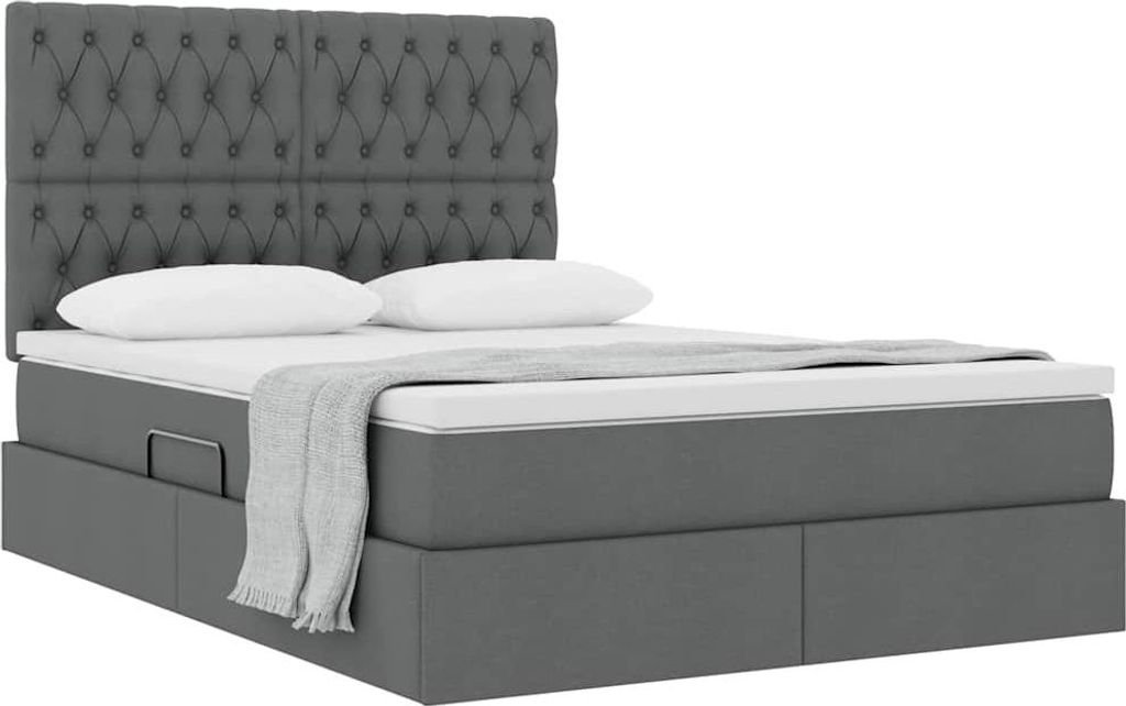 "Winter Sale" Aufbewahrungsbett mit Matratze Dunkelgrau 140 x 200cm - clorisNeu239945 - Klassische BettenJugendbett Tagesbett
