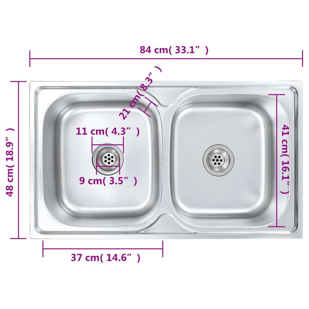 Küchenspüle Doppelbecken mit Sieb & Siphon Edelstahl , Produktbild 10