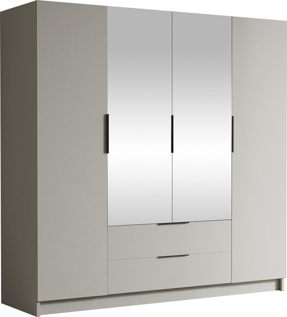 MIRJAN24 Kleiderschrank Sofia II 200, Schlafzimmer, mit Spiegel, Drehtürenschrank, mit Kleiderstange, Modern, Garderobenschrank, Metallgriffe (Far...