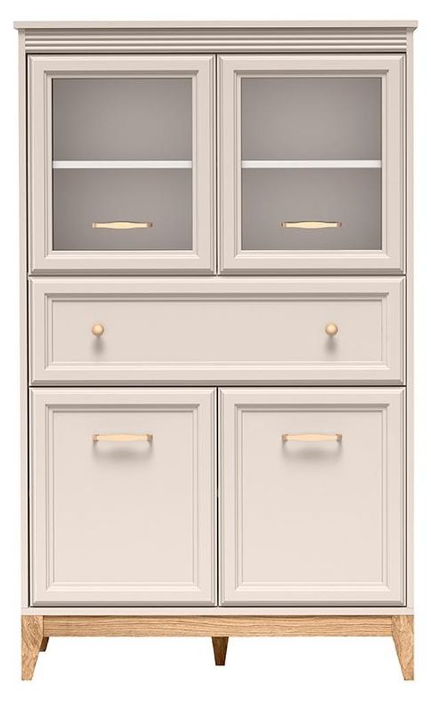 Masseno Vitrinenschrank CUNEO 150,5 x 92 cm Modern Wohnzimmer Vitrine mit Tür, Kaschmir