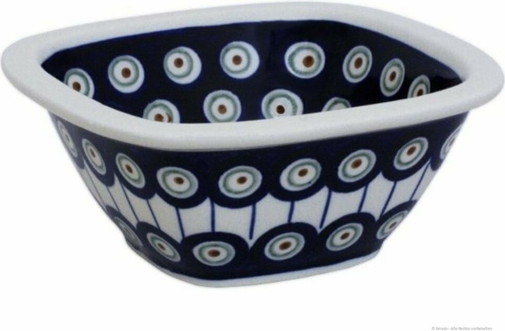Original Bunzlauer Keramik 400 ml viereckige Schüssel Schale mit Muster im Inneren 14x14x6 cm Dessertschale Müslischale Kompttschale im Design 8