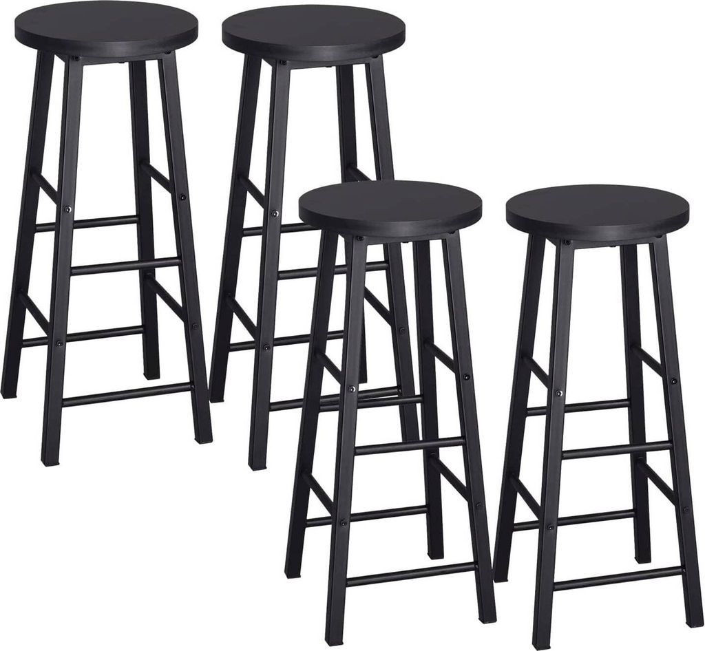 WOLTU Barhocker 4er Set Bistrohocker, Gestell aus stabilem Stahl, Sitzfläche aus MDF, Schwarz