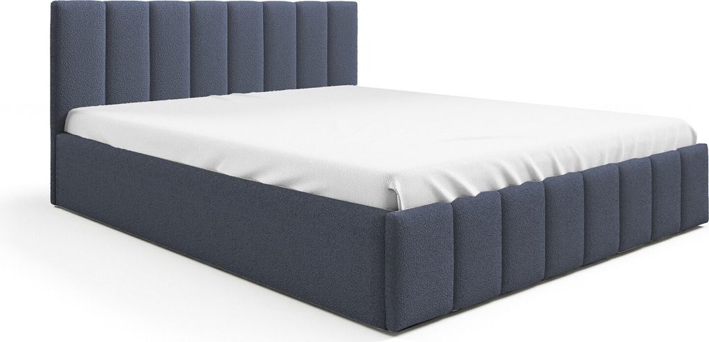 BETTSO Bequemes EYLA-Polsterbett in Marineblau für das Schlafzimmer 120x200