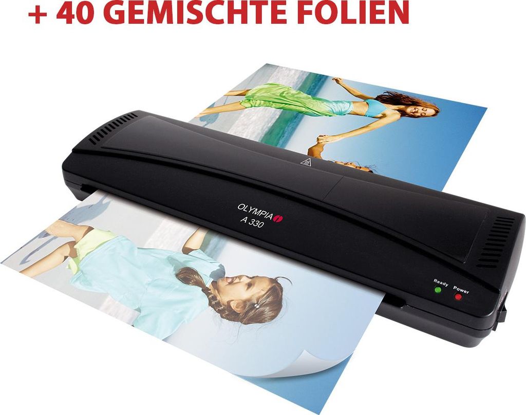 OLYMPIA Laminiergerät DIN A3 A330 schwarz inclusive 40 gemischte Folien