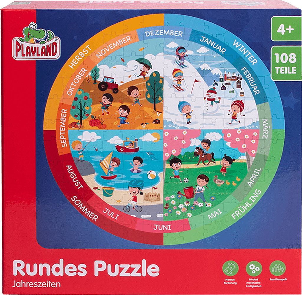 Playland Rundes Puzzle, Extra Große Puzzleteile,108 Teile Kinder Yoga