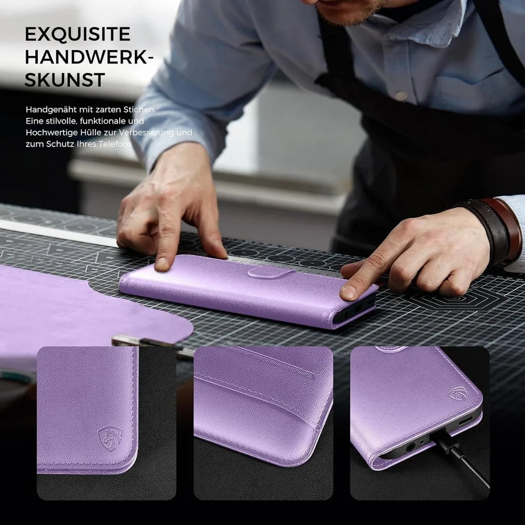 EASDNB Étui iPhone 15 en Verre Trempé Violet Clair avec Bloqueur RFID - 2
