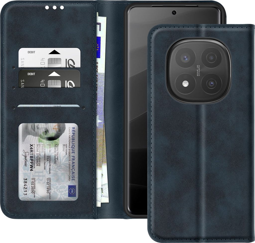 Avizar, Etui Xiaomi Redmi Note 14 Pro / Pro Plus Portemonnaie Standfunktion, Dunkelblau