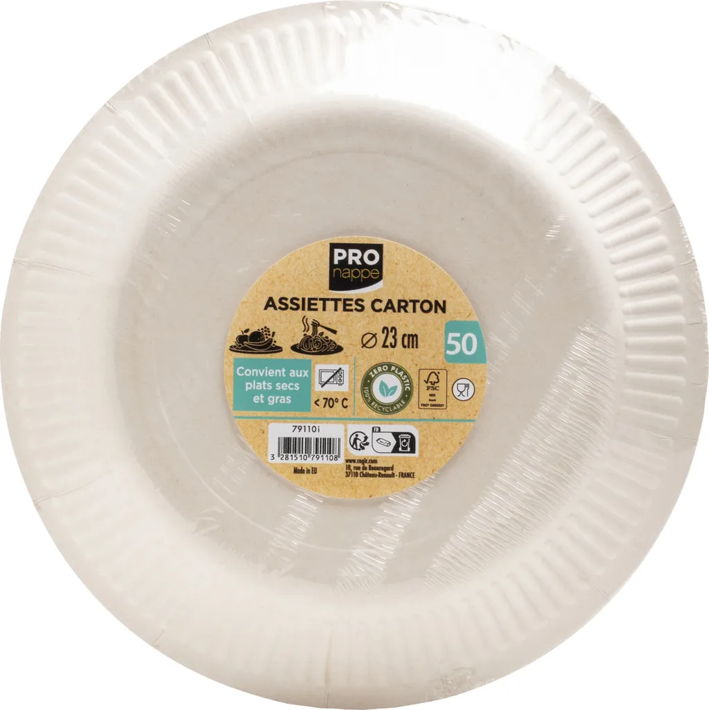 Piatti Carta Quadrati 23cm PROnappe 79110I - Confezione 50 Pezzi Bianca