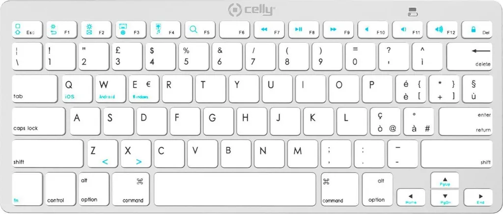Clavier Bluetooth QWERTY pour Tablette iPad et Surface Celly Blanc Chic